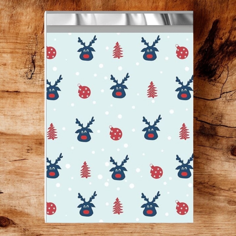 (10) 10x13 Christmas Rudolph Poly Mailers